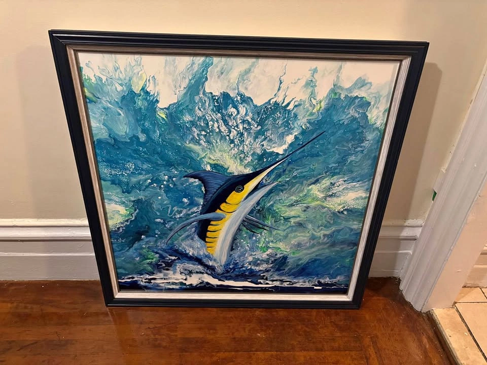 Original framed oil painting sea
