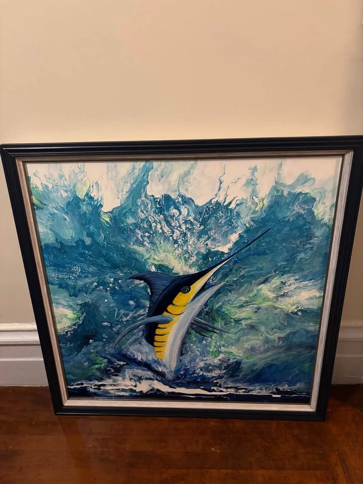 Original framed oil painting sea - photo 4