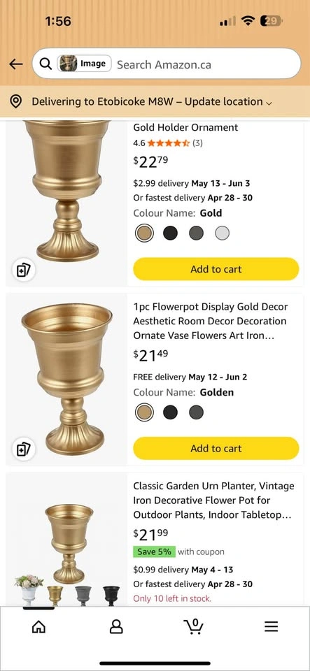 Golden metal pedestal vase - photo 3