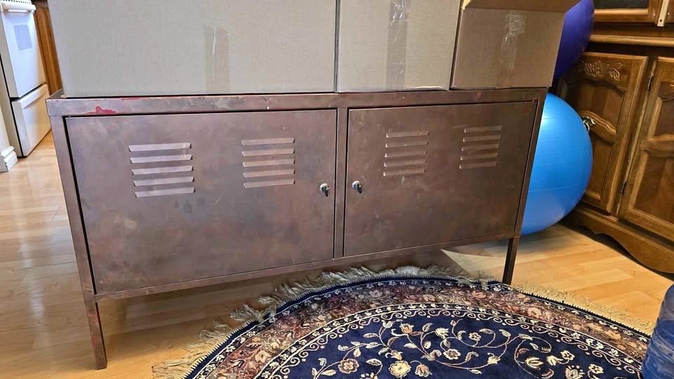 Vintage Ikea metal cabinet with locking doors