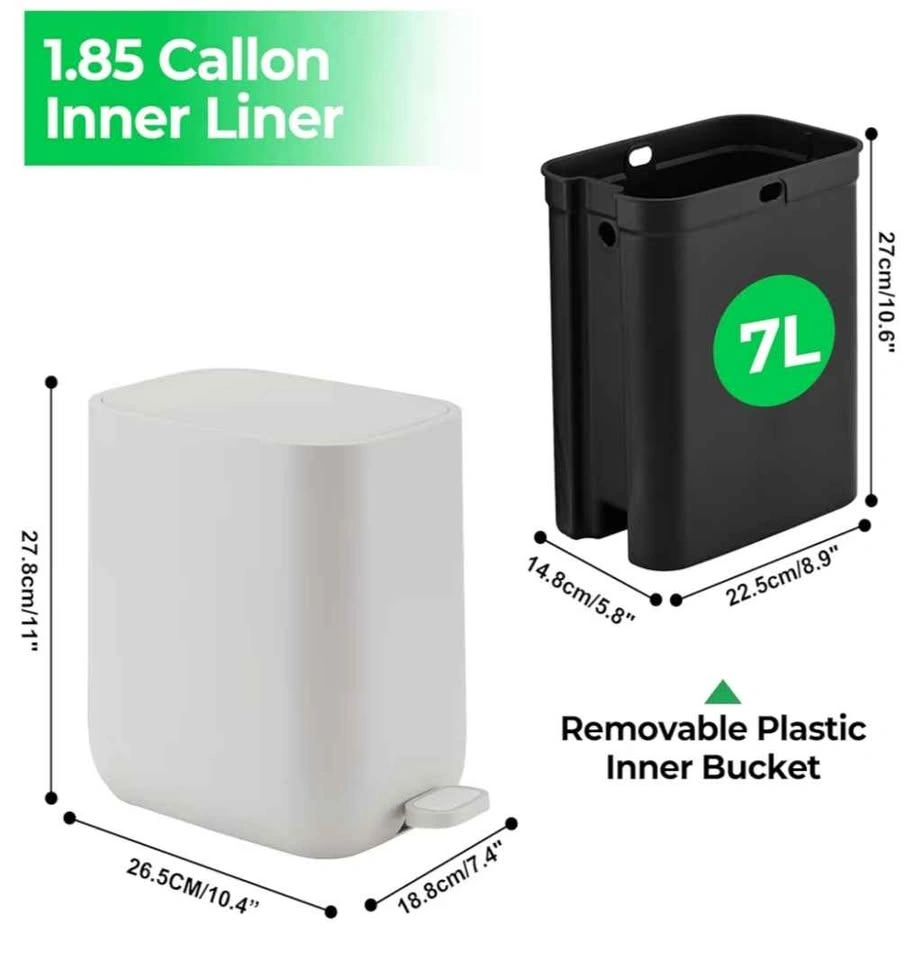 Veinvify 1.85 Gallon Slim Step Pedal Trash Can - photo 5