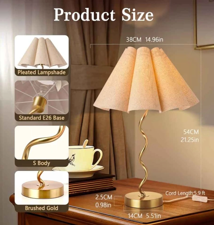 Ziqqeelam Gold Pleated Table Lamp - photo 2
