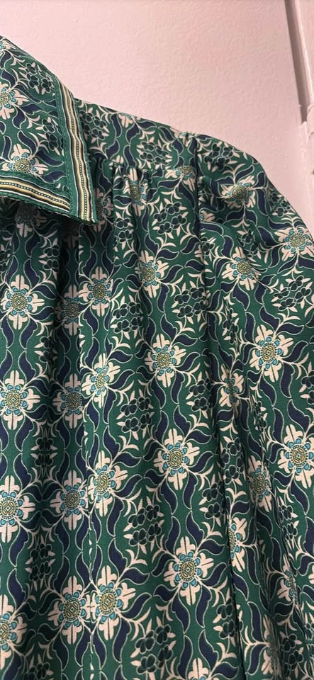 Max Studio green geometric print tiered midi dress. Size M - photo 2