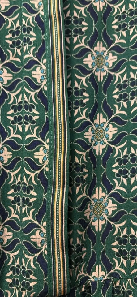 Max Studio green geometric print tiered midi dress. Size M - photo 5