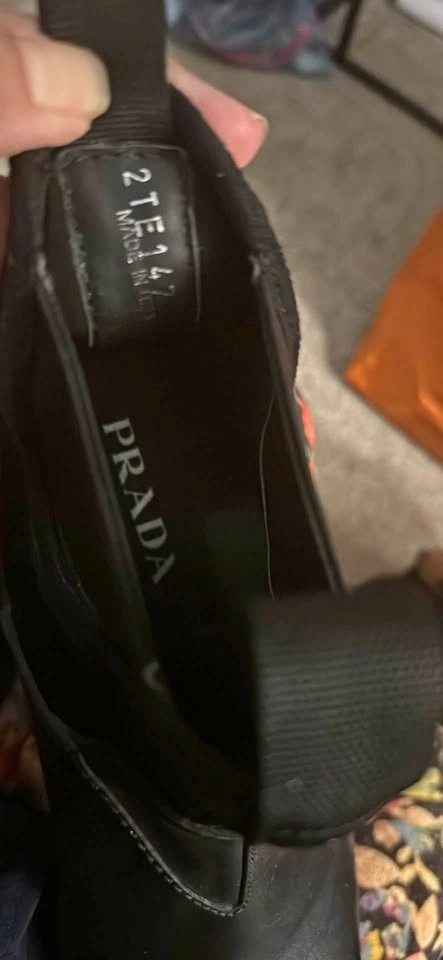 Prada black leather and stretch fabric boots