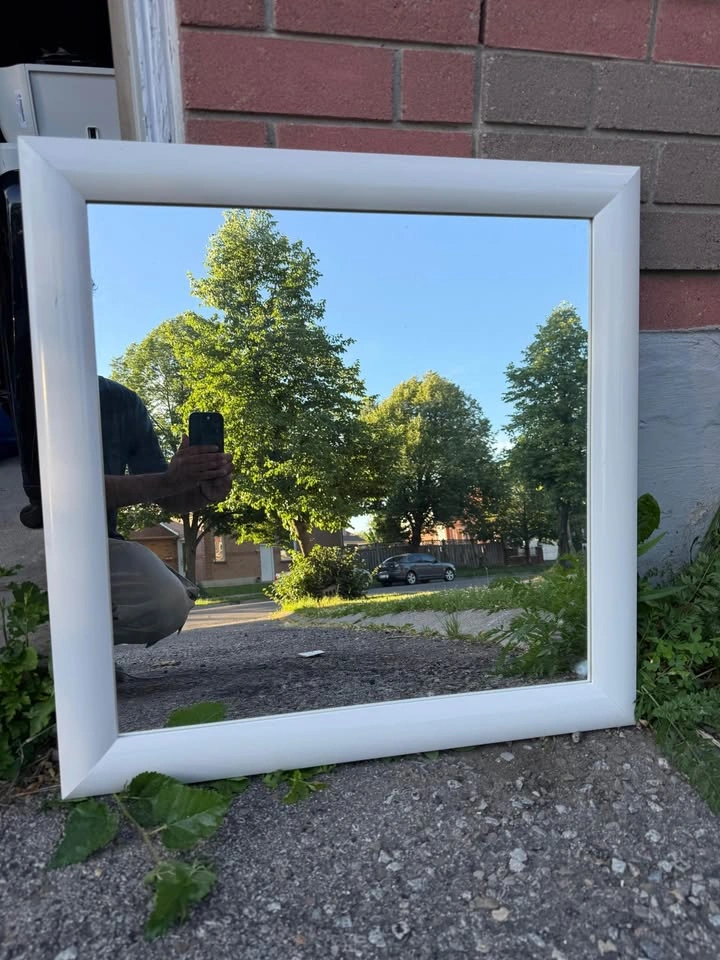 Modern White Framed Wall Mirror – Large Square Mirror - photo 3