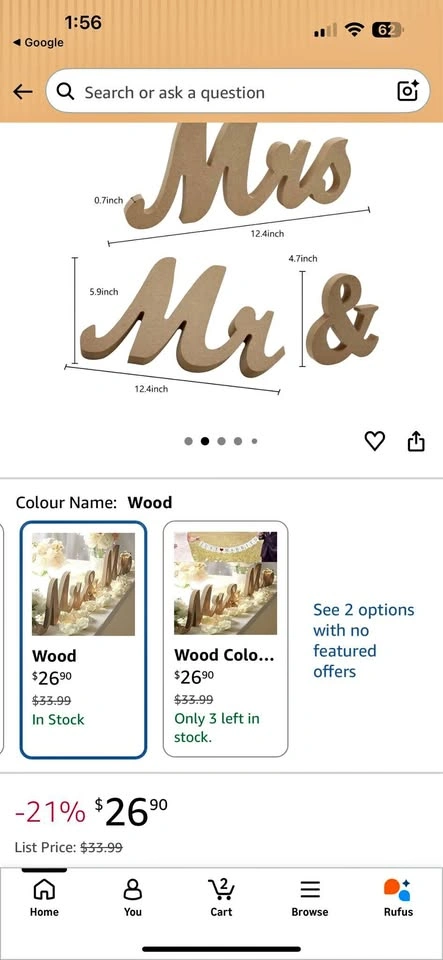 Mr & Mrs wooden