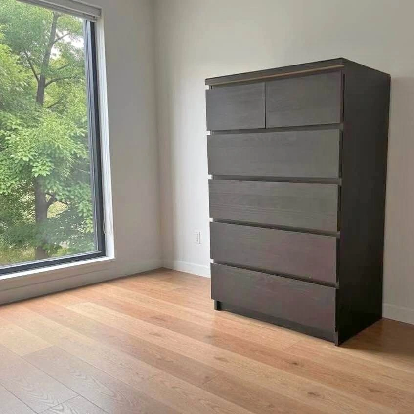 IKEA MALM 6-Drawer Dresser with Glass Top