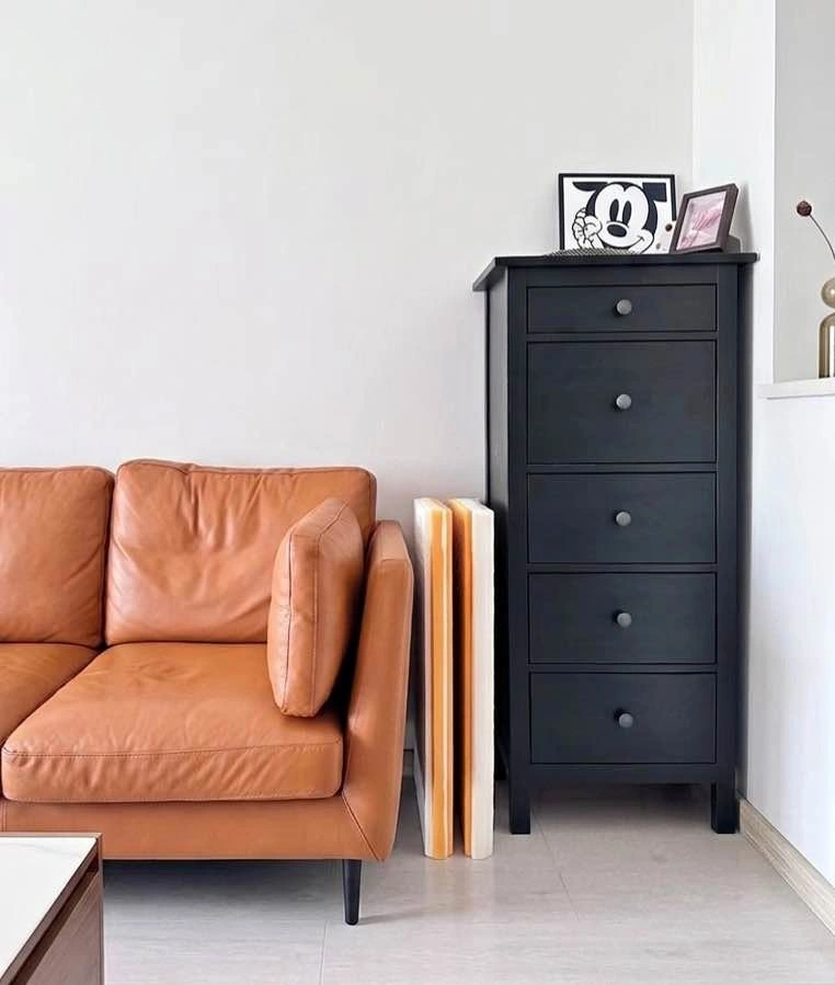 Sleek Black Tallboy Chest – Minimalist Aesthetic