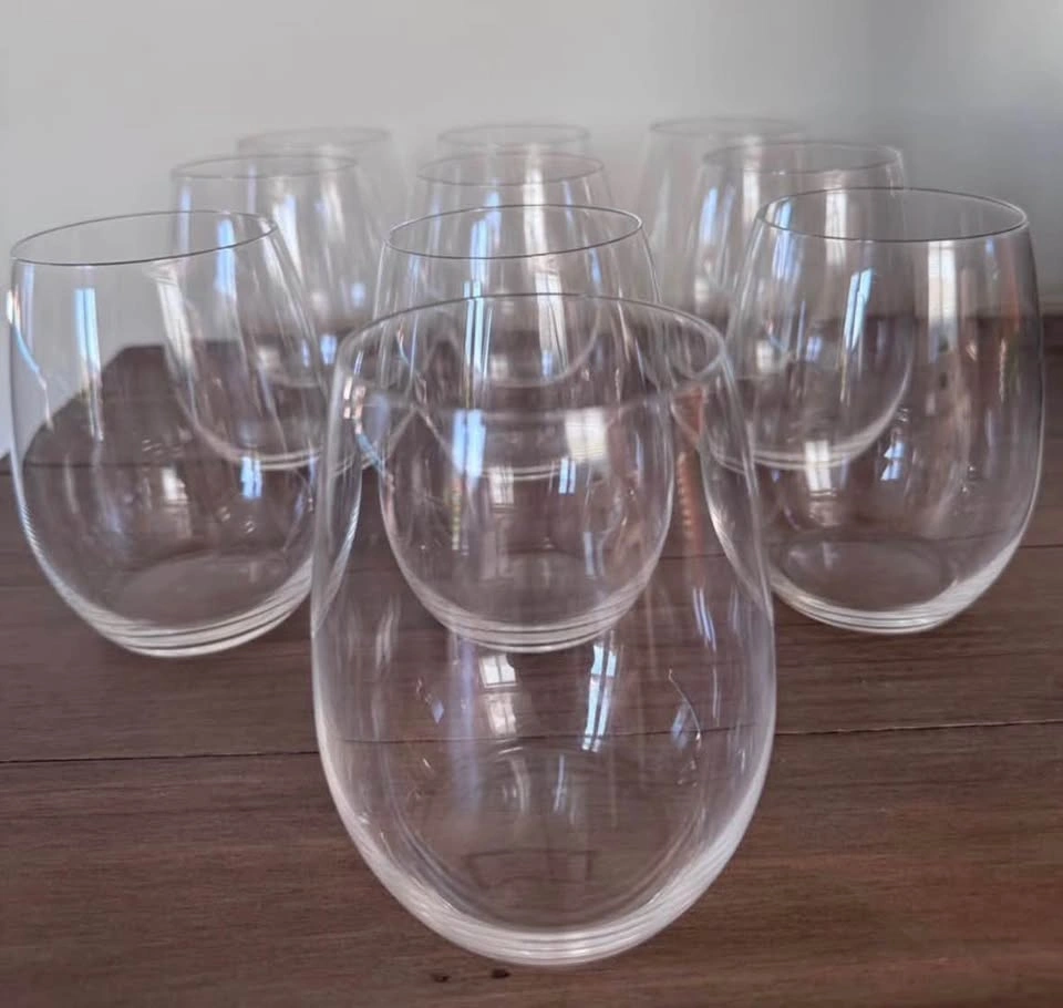 Set of 10 Modern Stemless Wine Glasses – Like New - photo 2