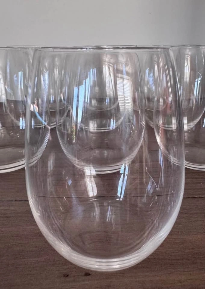 Set of 10 Modern Stemless Wine Glasses – Like New - photo 3