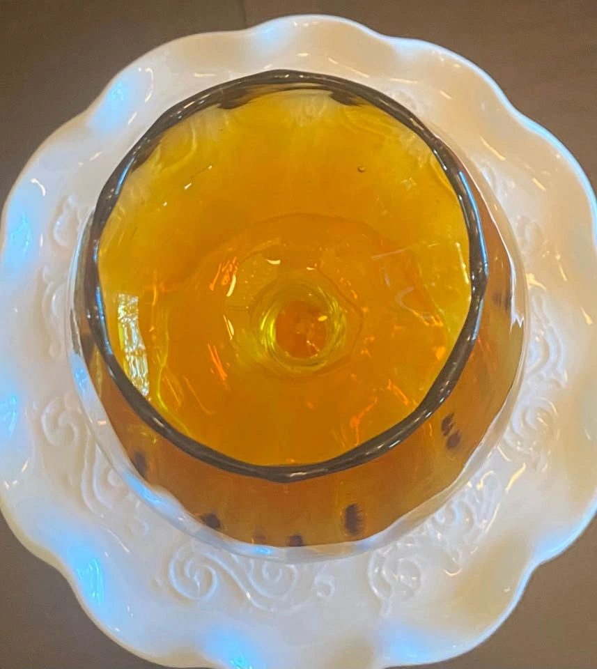 Vintage Amber Empoli Italian Brandy Snifter Art Glass Vase - photo 2