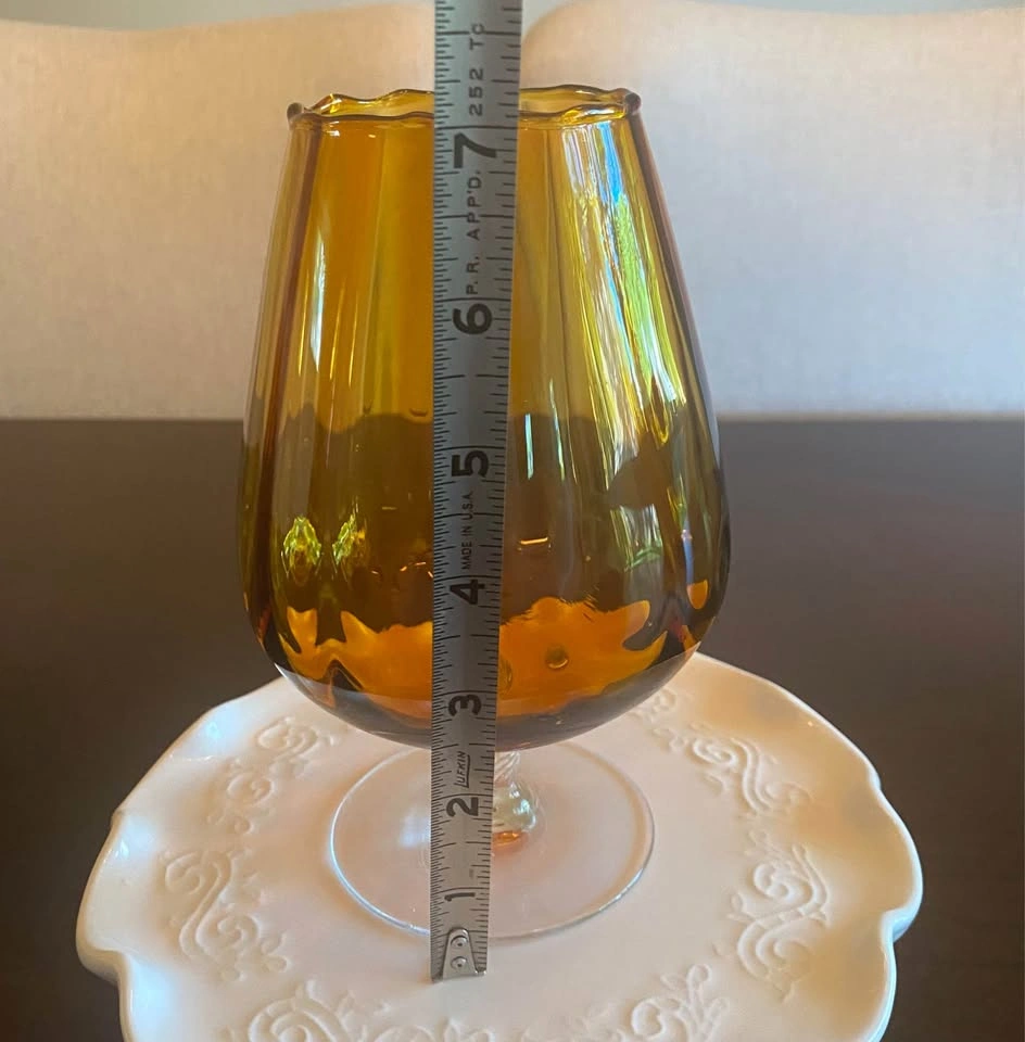 Vintage Amber Empoli Italian Brandy Snifter Art Glass Vase - photo 3