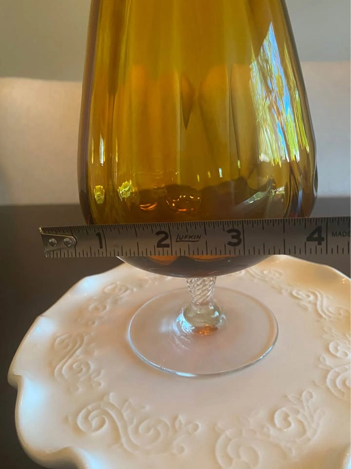 Vintage Amber Empoli Italian Brandy Snifter Art Glass Vase - photo 4
