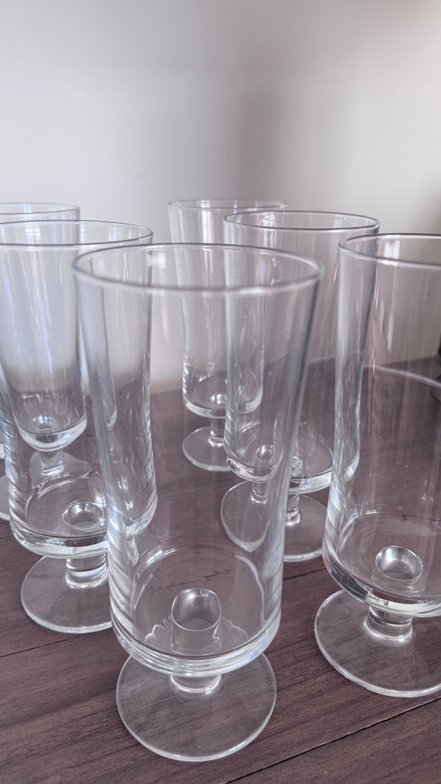 Set of 6 Clear Footed Beer Glasses / Pilsner Glasses - photo 4