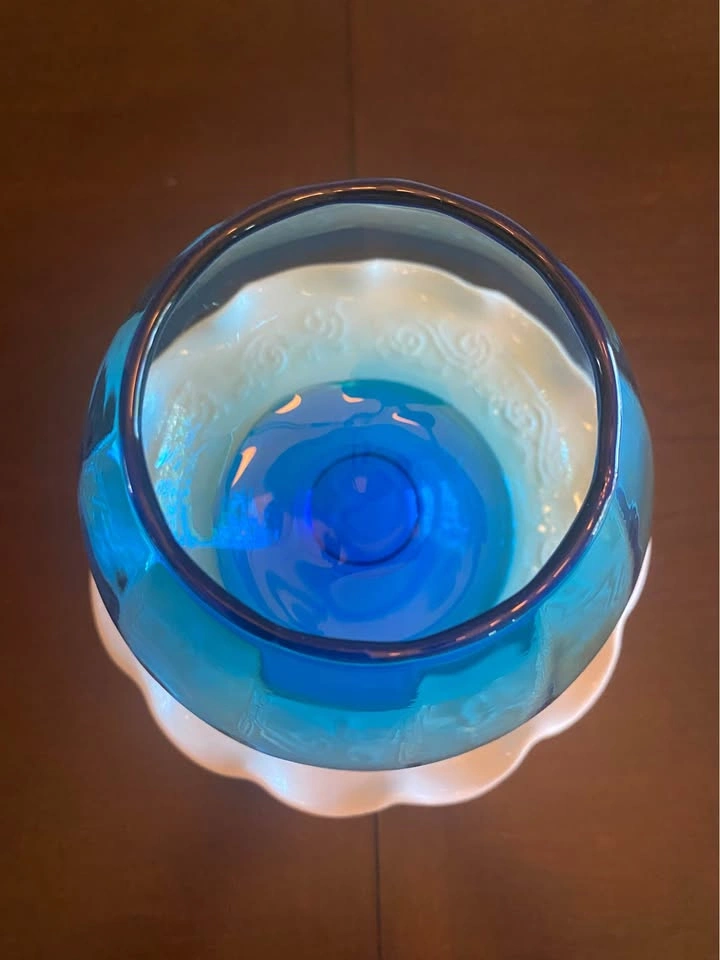 Vintage Turquoise Empoli Brandy Snifter Style Art Glass Vase - photo 3