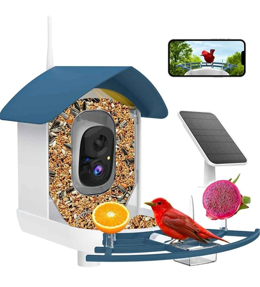 Bird Feeder With Camera ● Smart AI ● Navy Blue
