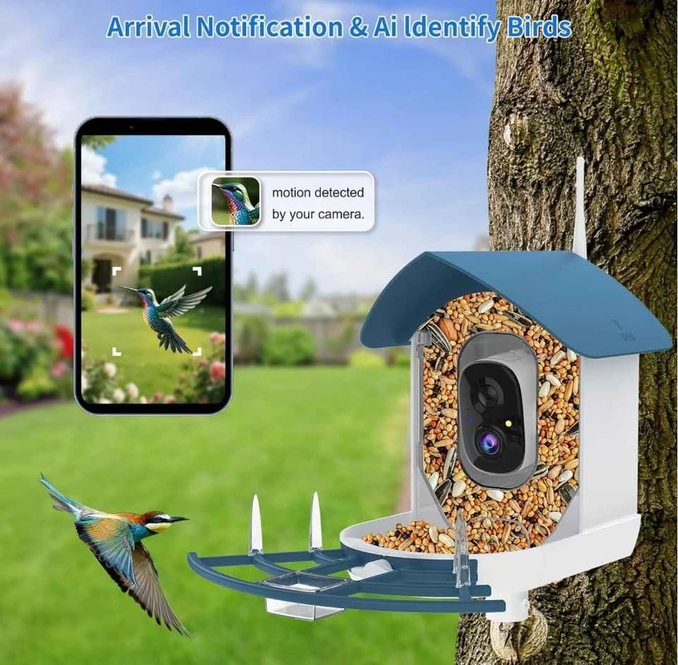 Bird Feeder With Camera ● Smart AI ● Navy Blue - photo 2