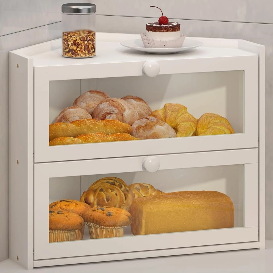 JANSNIMEN Corner Bread Box for Kitchen Countertop - photo 2