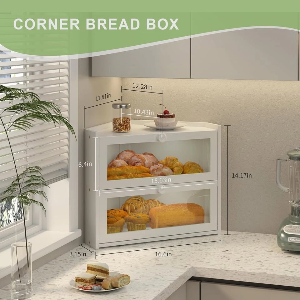 JANSNIMEN Corner Bread Box for Kitchen Countertop - photo 3
