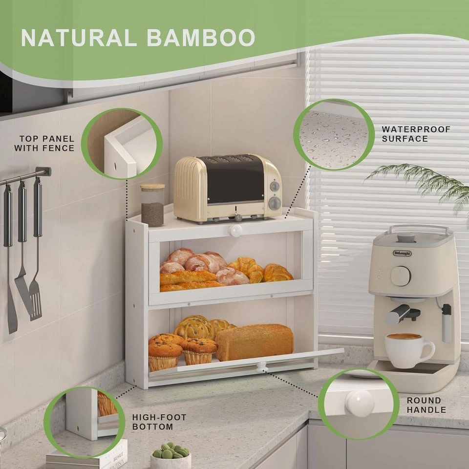 JANSNIMEN Corner Bread Box for Kitchen Countertop - photo 4