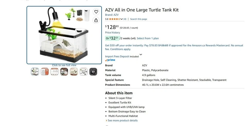 AZV All in One Large Turtle Tank Kit - photo 2
