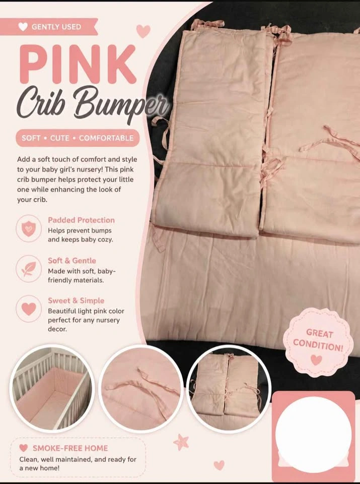 Pink Crib Bumper Set – Gently Used