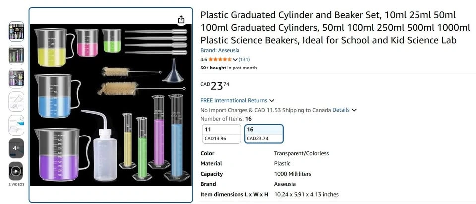 Plastic Graduated Cylinder and Beaker Set - photo 2