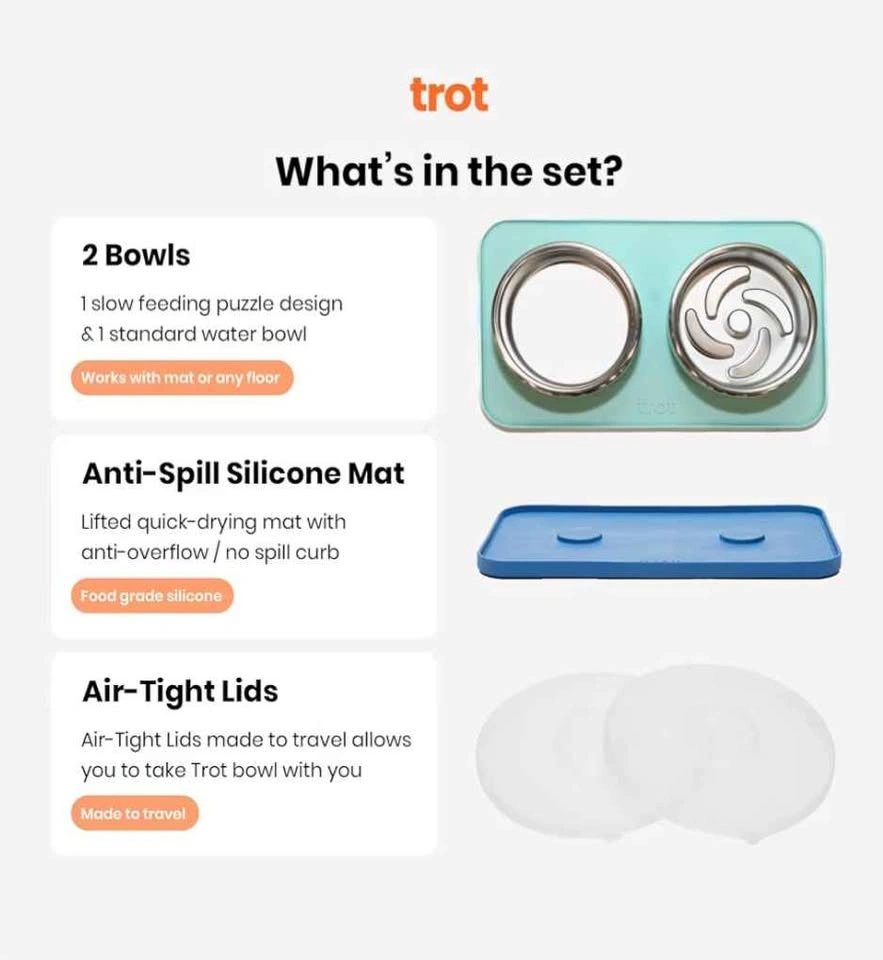 Premium Dog Bowl ● Trot Pets ● Set of 2 (Charcoal Grey) - photo 4
