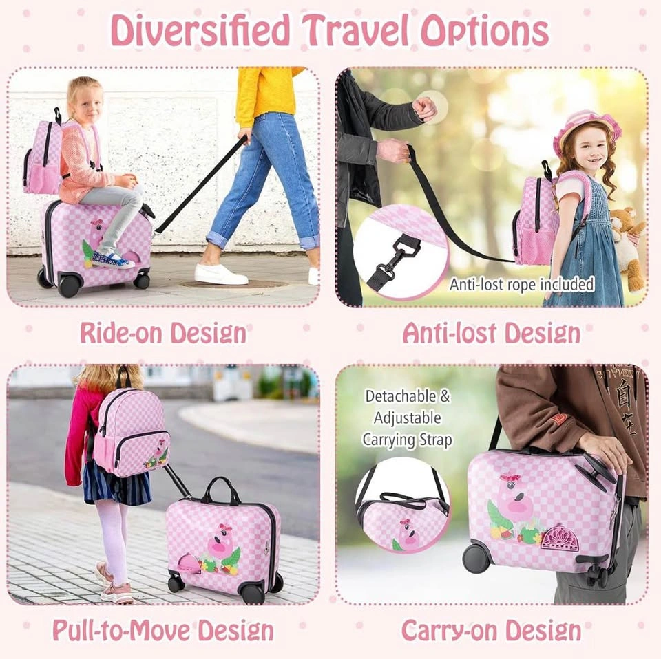 NEW Kids Ride-On Suitcase & Backpack Set – Pink Flamingo - photo 4