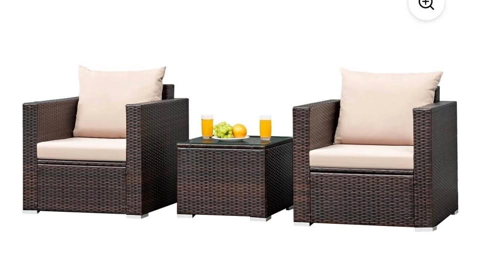 NEW Patiojoy 3-Piece Patio Rattan Furniture Set with Coffee Tabl