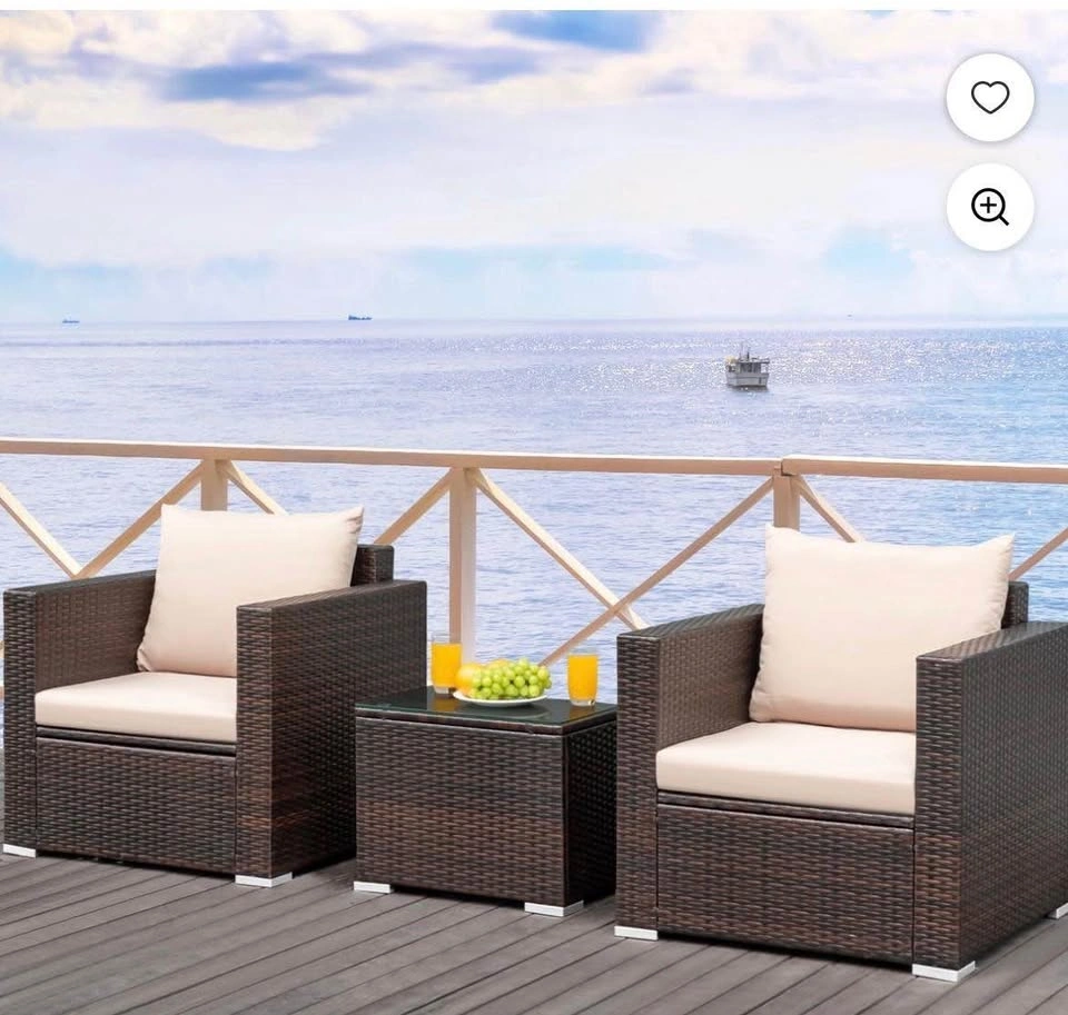 NEW Patiojoy 3-Piece Patio Rattan Furniture Set with Coffee Tabl - photo 2