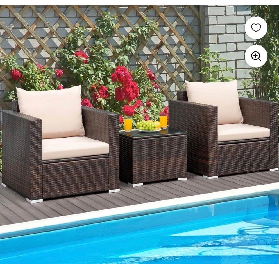 NEW Patiojoy 3-Piece Patio Rattan Furniture Set with Coffee Tabl - photo 3