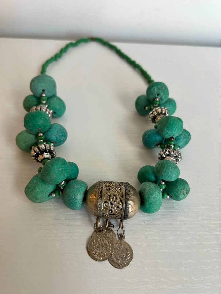 Chunky Turquoise Bead Moroccan Statement Artisan Necklace