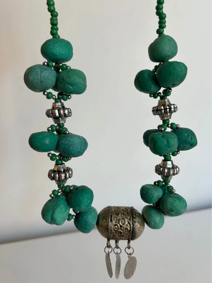 Chunky Turquoise Bead Moroccan Statement Artisan Necklace - photo 2
