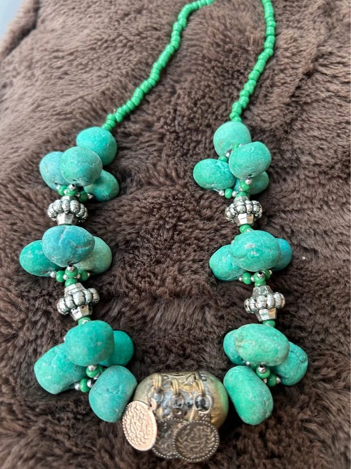 Chunky Turquoise Bead Moroccan Statement Artisan Necklace - photo 3