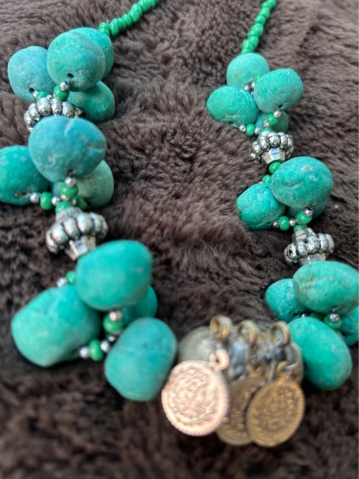 Chunky Turquoise Bead Moroccan Statement Artisan Necklace - photo 4