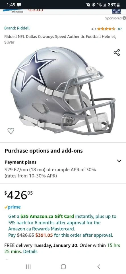Riddell replica Dallas Cowboys helmet