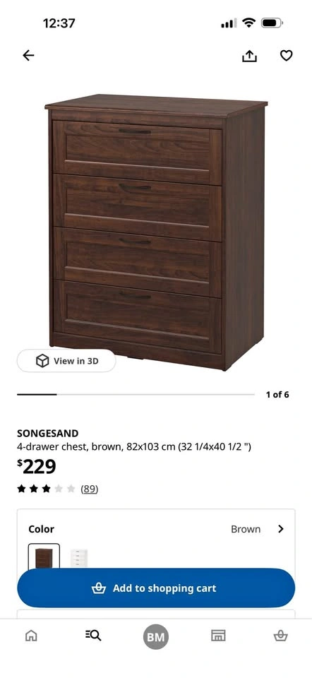 Ikea Walnut Dresser 4 drawers
