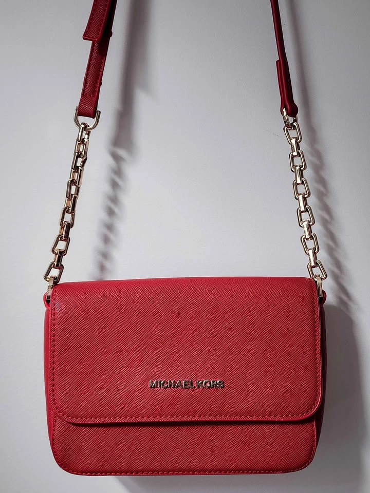 Michael Kors Jet Set Red Saffiano Leather Chain Crossbody - photo 2