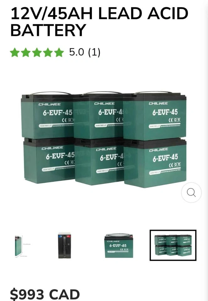 6 Chilwee 6-EVF-45 Lead-Acid Batteries 12V 45Ah - photo 3