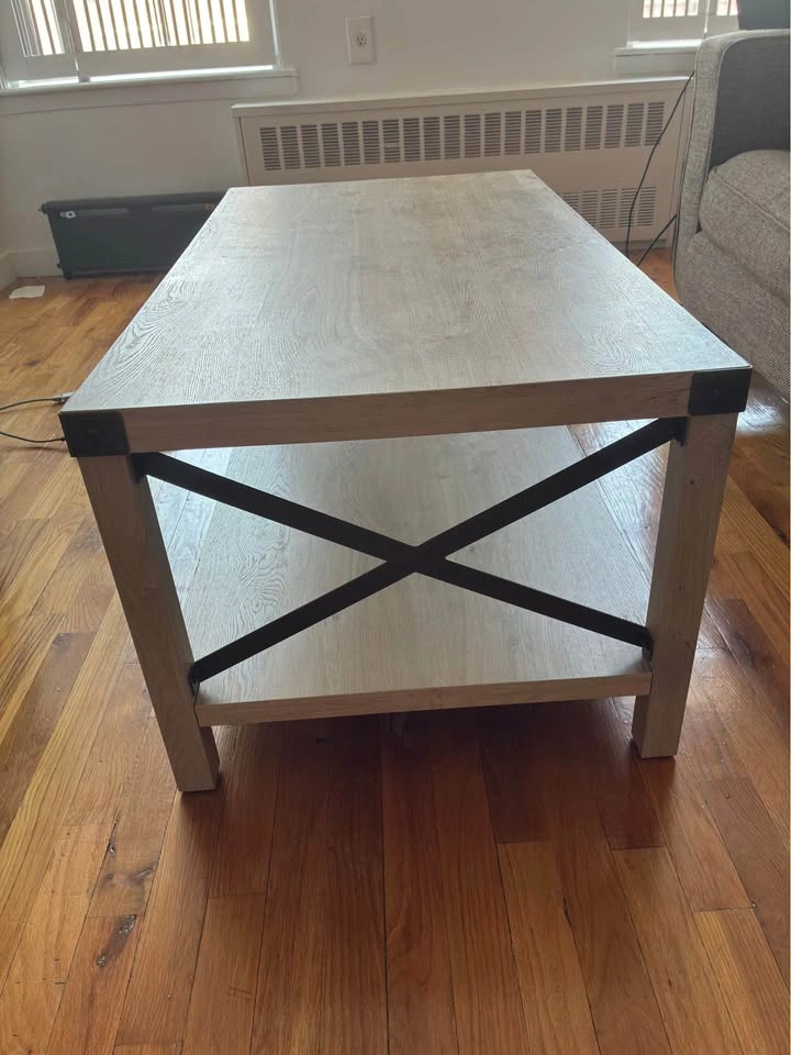 Rustic Farmhouse Coffee Table with Metal Accents - photo 2