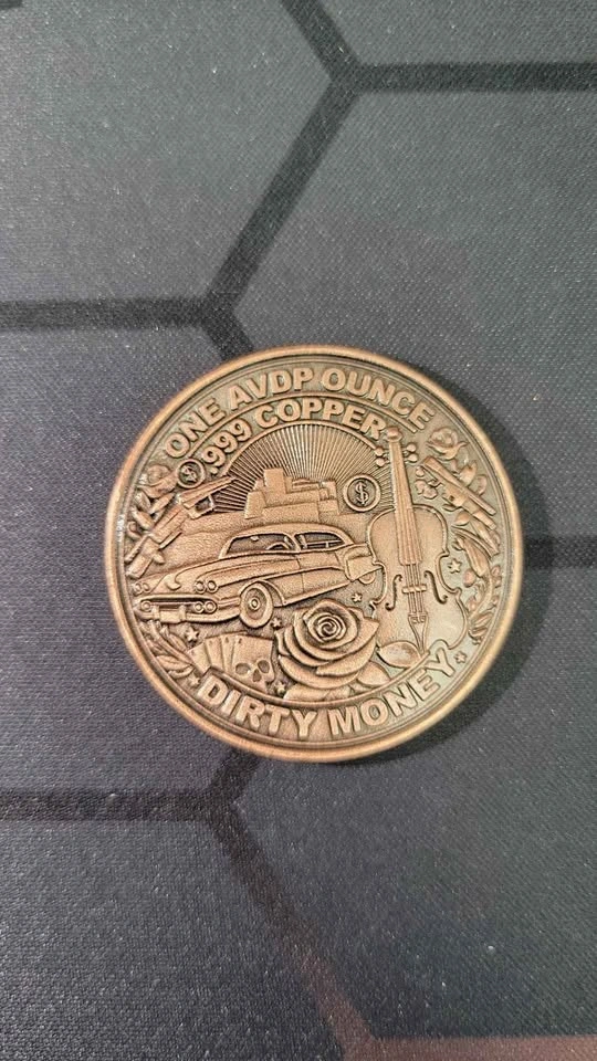 1oz Clean Hands Dirty Money Antiqued 999 Collectible Copper - photo 4