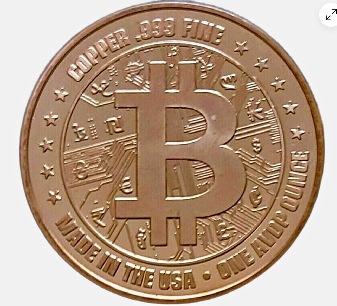 1oz Copper Collectible Bitcoin Printed 999 Fine