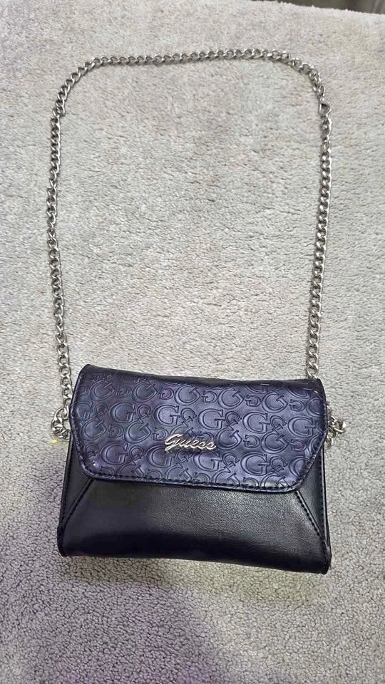 Guess Black Crossbody Bag with Chain Strap
