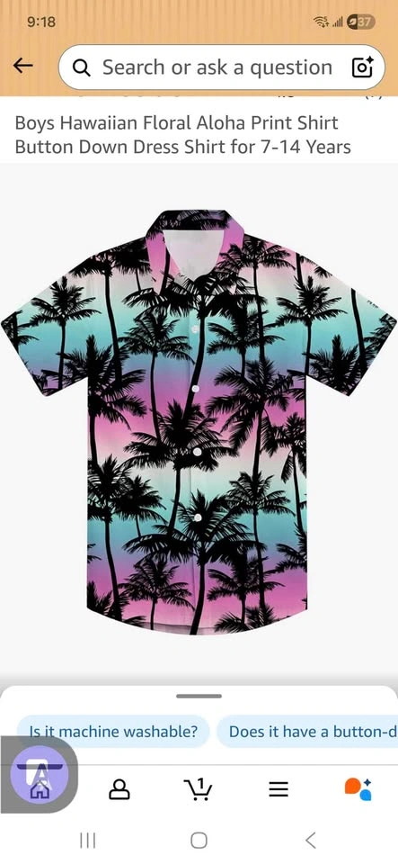 Boys Hawaiian Floral Aloha Print Shirt Button Down Dress Shirt x - photo 2