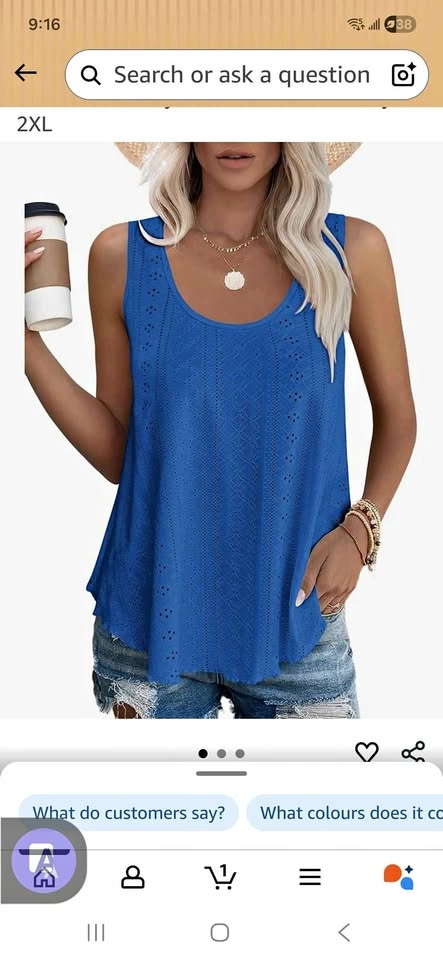 Women's Eyelet Sleeveless Tank Top size medium sku 0391