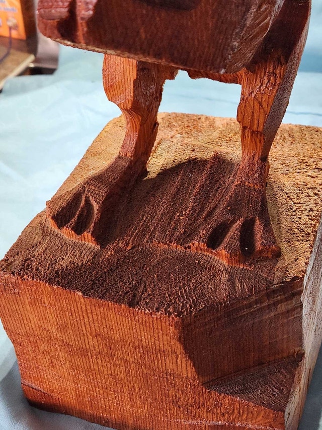 Large 1980s Hand-Carved Solid Wood Squirrel, Rustic Folk Art - photo 3