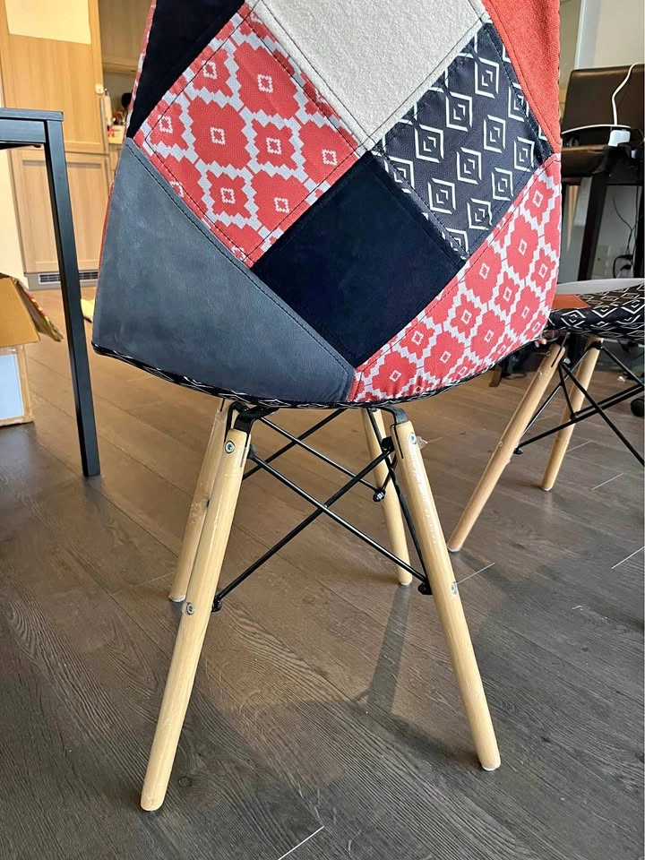 Pair of Patchwork Mid-Century Modern Style Dining Chairs