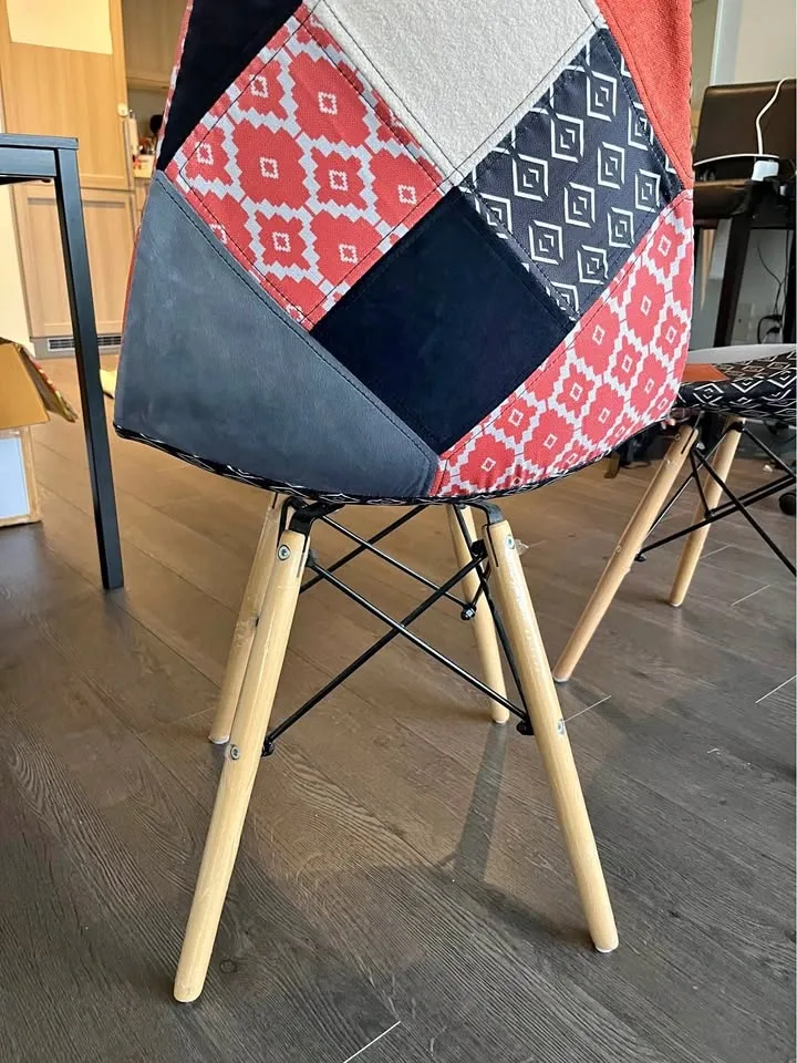 Pair of Patchwork Mid-Century Modern Style Dining Chairs